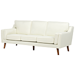 3 Seater Sofa Off-white Fabric Oak Wood Legs Classic Mid-century Living Room Beliani