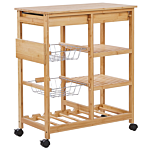 Kitchen Trolley Bamboo Light Wood With Wheels Wine Rack Cart Dining Room Movable Beliani