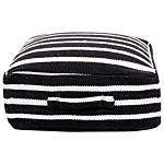 Floor Cushion Black And White Cotton 50 X 50 X 20 Cm Striped Pattern Square Fabric Seating Pouffe Beliani