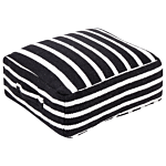 Floor Cushion Black And White Cotton 50 X 50 X 20 Cm Striped Pattern Square Fabric Seating Pouffe Beliani