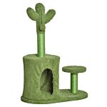 Pawhut Cat Tree Tower Cactus Shape With Scratching Post Condo Perch Dangling Ball Kitten Toy Play House Activity Center