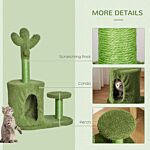 Pawhut Cat Tree Tower Cactus Shape With Scratching Post Condo Perch Dangling Ball Kitten Toy Play House Activity Center