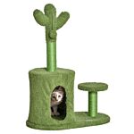 Pawhut Cat Tree Tower Cactus Shape With Scratching Post Condo Perch Dangling Ball Kitten Toy Play House Activity Center