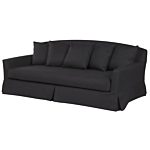 Sofa Slipcover Black Polyester Fabric For 3 Seater Couch Rectangular Cover Beliani