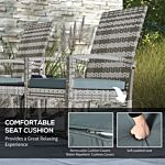 Outsunny Outdoor Pe Rattan Rocking Chair Set Of 2, Garden Rocking Chair Set With Armrest And Cushion, Light Grey