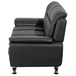 3 Seater Sofa Black Faux Leather Pillow Top Arms Modern Beliani