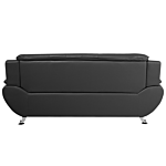 3 Seater Sofa Black Faux Leather Pillow Top Arms Modern Beliani