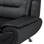 3 Seater Sofa Black Faux Leather Pillow Top Arms Modern Beliani