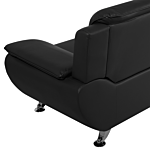 3 Seater Sofa Black Faux Leather Pillow Top Arms Modern Beliani