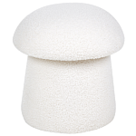 Pouffe White Boucle Round 45 X 45 X 46 Cm Footstool Accent Upholstery Mushroom Shaped Modern Living Room Bedroom Furniture Beliani