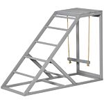 Pawhut Wooden Chicken Coop Toy With Swing, Ladder, Platform, Grey