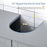 Kleankin 60x60cm Under-sink Storage Cabinet W/ Adjustable Shelf Handles Drain Hole Bathroom Cabinet Space Saver Organizer Grey