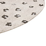 Rug Light Beige Cotton ⌀ 140 Cm Rectangular Animal Motif Modern Beliani