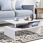 Homcom 2-tier Coffee Table Side/end Table Modern Rectangular Design W/ Open Shelf Living Room Entryway Hallway Furniture White