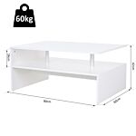 Homcom 2-tier Coffee Table Side/end Table Modern Rectangular Design W/ Open Shelf Living Room Entryway Hallway Furniture White