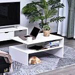 Homcom 2-tier Coffee Table Side/end Table Modern Rectangular Design W/ Open Shelf Living Room Entryway Hallway Furniture White