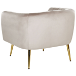 Armchair Taupe Velvet Golden Metal Frame Round Back Glam Style Beliani