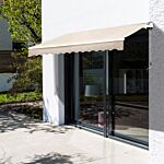 Outsunny 3 X 2.5m Garden Patio Manual Awning Canopy Sun Shade Shelter With Winding Handle Retractable - Cream White