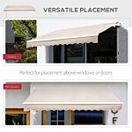 Outsunny 3 X 2.5m Garden Patio Manual Awning Canopy Sun Shade Shelter With Winding Handle Retractable - Cream White