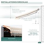 Outsunny 3 X 2.5m Garden Patio Manual Awning Canopy Sun Shade Shelter With Winding Handle Retractable - Cream White