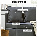 Homcom Convertible Chair Bed W/ Seat Thickness, 3-in-1 Multi-functional Sleeper, Recliner Loveseat W/ 5-level Adjustable Backrest, Pillows, Grey