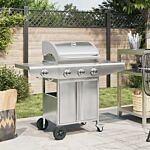 Vidaxl Gas Bbq Grill With 4 Burners Silver Stainless Steel