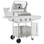 Vidaxl Gas Bbq Grill With 4 Burners Silver Stainless Steel