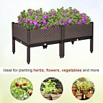 Outsunny 50cm X 50cm X 46.5cm Set Of 2 Garden Raised Bed, Elevated Planter Box, Flower Vegetables Planting Container With Self-watering Design