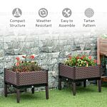 Outsunny 50cm X 50cm X 46.5cm Set Of 2 Garden Raised Bed, Elevated Planter Box, Flower Vegetables Planting Container With Self-watering Design