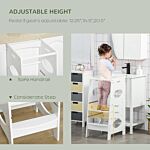 Homcom Kids Step Stool Toddler Kitchen Stool Tower With Adjustable Standing Platform For Kids Kitchen Counter White