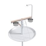 Pawhut Bird Stand With Four Wheels, Perches, Stainless Steel Feed Bows, Round Tray, For Garden, Indoor, Outdoor - White