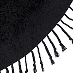 Area Rug Black Cotton ⌀ 140 Cm Shaggy Round Shape With Tassels Boho Style Beliani