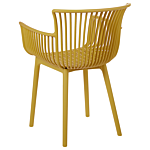 Set Of 4 Dining Chairs Yellow Plastic Indoor Outdoor Garden With Armrests Minimalistic Style Beliani