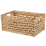 Set Of 3 Baskets Natural Water Hyacinth With Handles Woven Home Accessory For Shelves Beliani