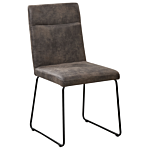 Set Of 2 Dining Chairs Grey Fabric Upholstered Seat Black Metal U-shaped Legs Beliani