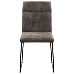 Set Of 2 Dining Chairs Grey Fabric Upholstered Seat Black Metal U-shaped Legs Beliani