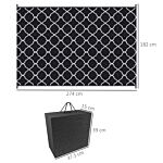 Outsunny Reversible Outdoor Rug, Plastic Straw Mat W/ Carry Bag Ground Stakes For Garden Rv Picnic Beach Camping 182x274cm Black