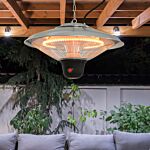Outsunny 1500w Patio Heater Outdoor Ceiling Mounted Aluminium Halogen Electric Hanging Heating Light With Remote Control And 3 Heat Settings, Silver