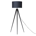 Floor Lamp Black Polycotton 156h Cm Black Metal Tripod Legs Drum Shade Modern Beliani