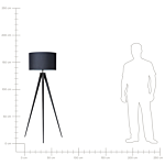 Floor Lamp Black Polycotton 156h Cm Black Metal Tripod Legs Drum Shade Modern Beliani