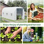 Outsunny 4.5 X 2 X 2 M Large Galvanised Steel Frame Outdoor Poly Tunnel Garden Walk-in Patio Greenhouse - White