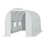 Outsunny 4.5 X 2 X 2 M Large Galvanised Steel Frame Outdoor Poly Tunnel Garden Walk-in Patio Greenhouse - White