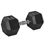 Homcom 20kg Single Rubber Hex Dumbbell Portable Hand Weights Dumbbell Home Gym Workout Fitness Hand Dumbbell