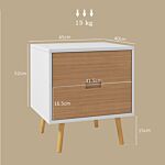 Homcom Wood Effect Wto-drawer Bedside Table - Brown/white