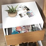 Homcom Wood Effect Wto-drawer Bedside Table - Brown/white