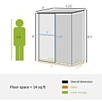 Outsunny Outdoor Storage Shed, Garden Metal Storage Shed W/ Single Door For Garden, Patio, Lawn, 5.3ft X 3.1ft, Green