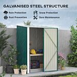 Outsunny Outdoor Storage Shed, Garden Metal Storage Shed W/ Single Door For Garden, Patio, Lawn, 5.3ft X 3.1ft, Green