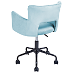 Office Chair Light Blue Velvet With Armrests Cut-out Backrest Adjustable Height Tufted Back Black Metal Starbase Beliani