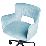 Office Chair Light Blue Velvet With Armrests Cut-out Backrest Adjustable Height Tufted Back Black Metal Starbase Beliani