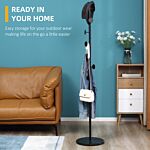 Homcom Coat Rack Free Standing Hall Tree With 8 Round Disc Hooks For Clothes, Hats,purses, Steel Entryway Coat Stand With Marble Base, Black